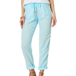 Lilly Pulitzer 100% linen Taron mid-rise pants elasticized drawstring waist